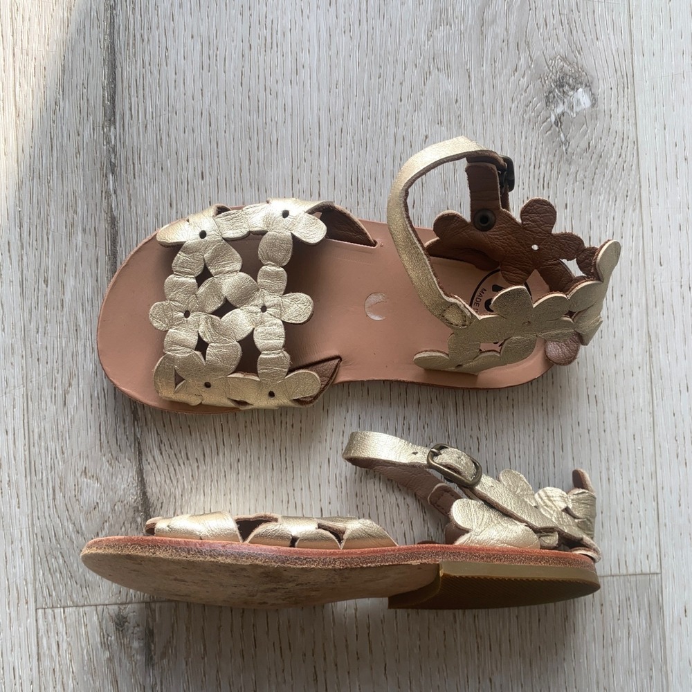 Pèpè italian girls toddler Golden Floral Openwork Sandal